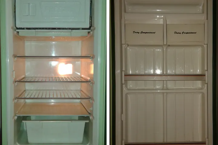 Refrigerator with doors open