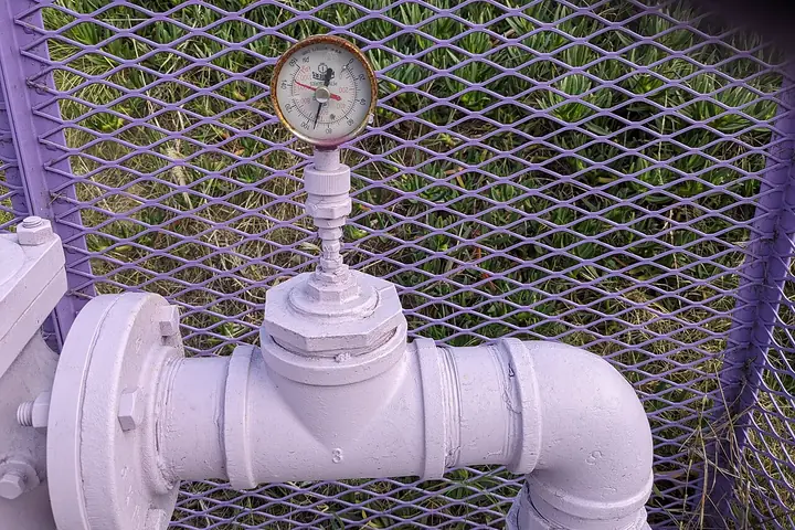 Pressure gauge on a water pipe